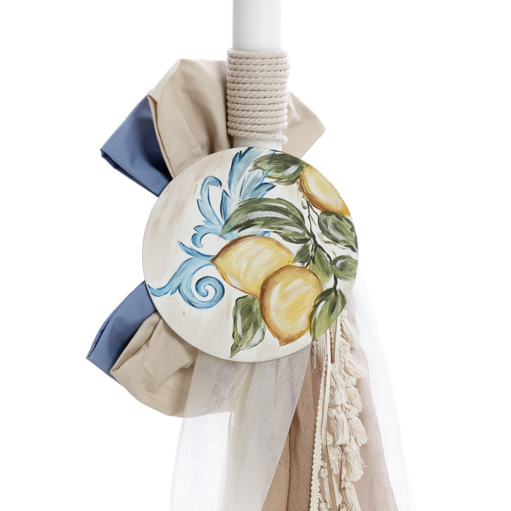 Σετ βάπτισης με θέμα λεμόνια και boho διάθεση