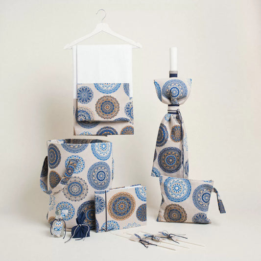 Σετ βάπτισης boho με μπλε madala