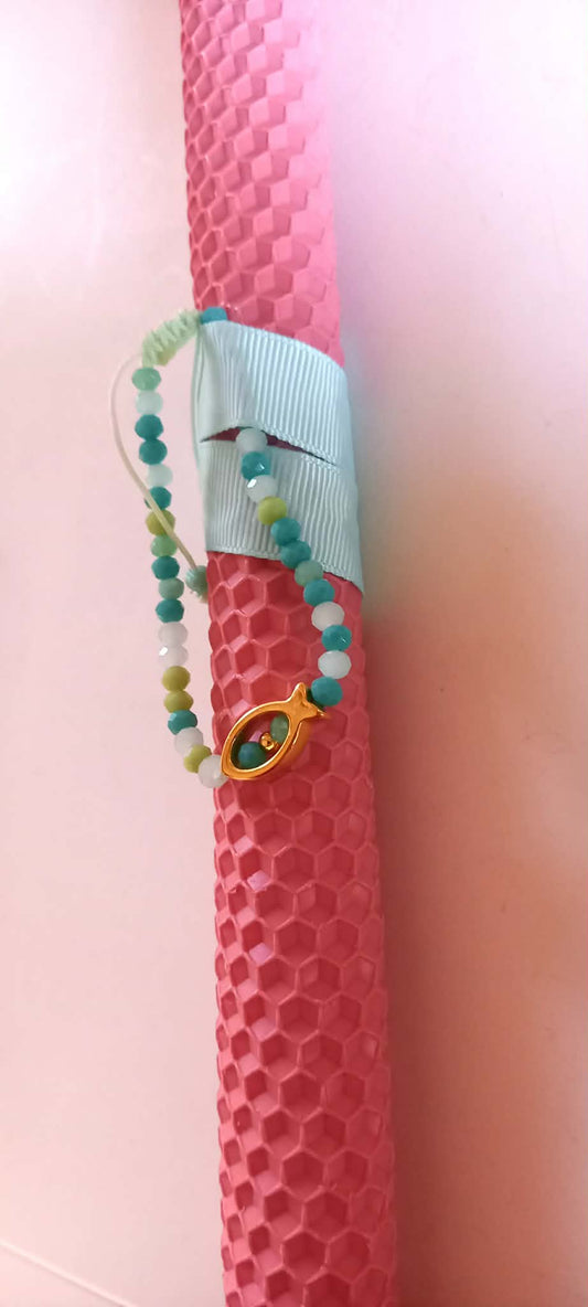 Λαμπάδα με μελισσοκέρι και βραχιόλι