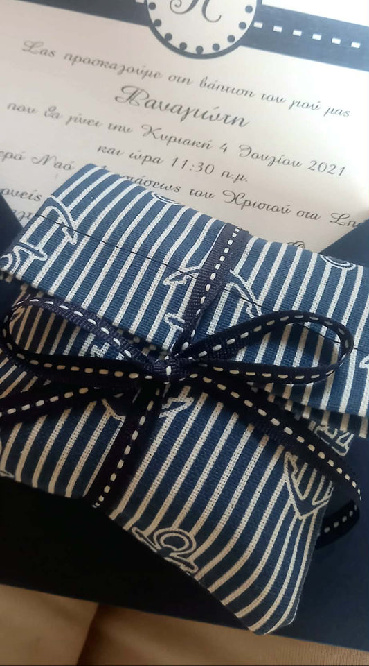 Μπομπονιέρα βάπτισης πουγκί-φάκελλος με άγκυρες