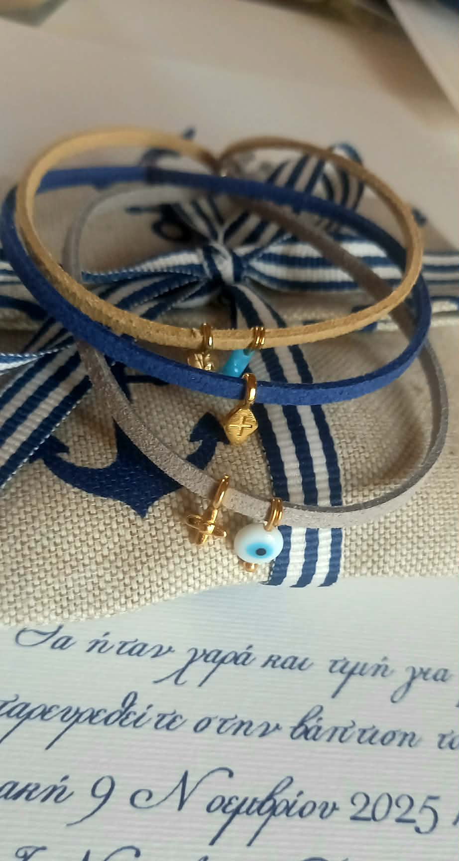 Μπομπονιέρα βάπτισης φάκελλος με άγκυρες