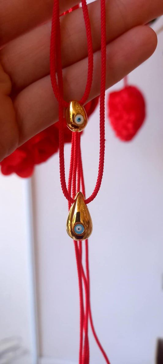 Κολιέ με κορδόνι και επιχρυσωμένο μοτίφ με μάτι