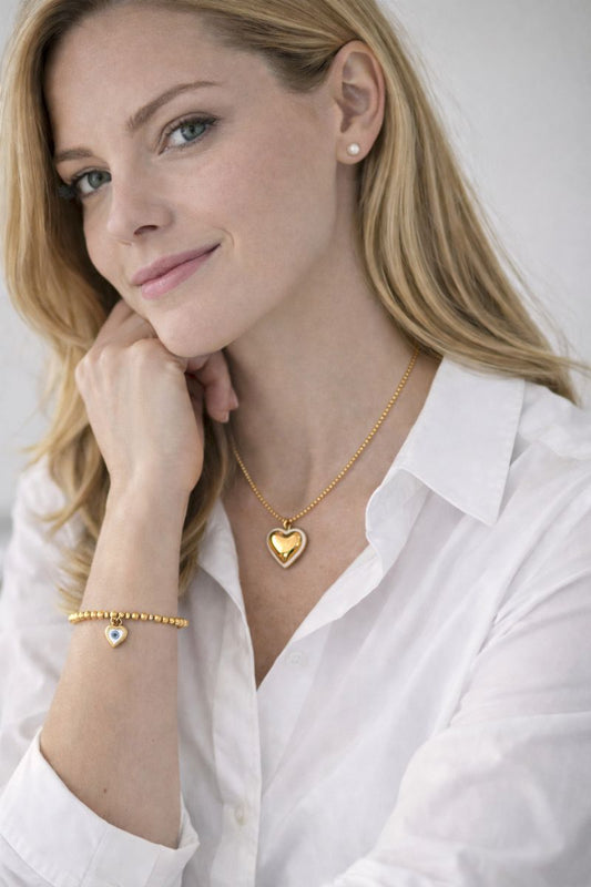 Κολιέ με αλυσίδα και καρδιά από ατσάλι