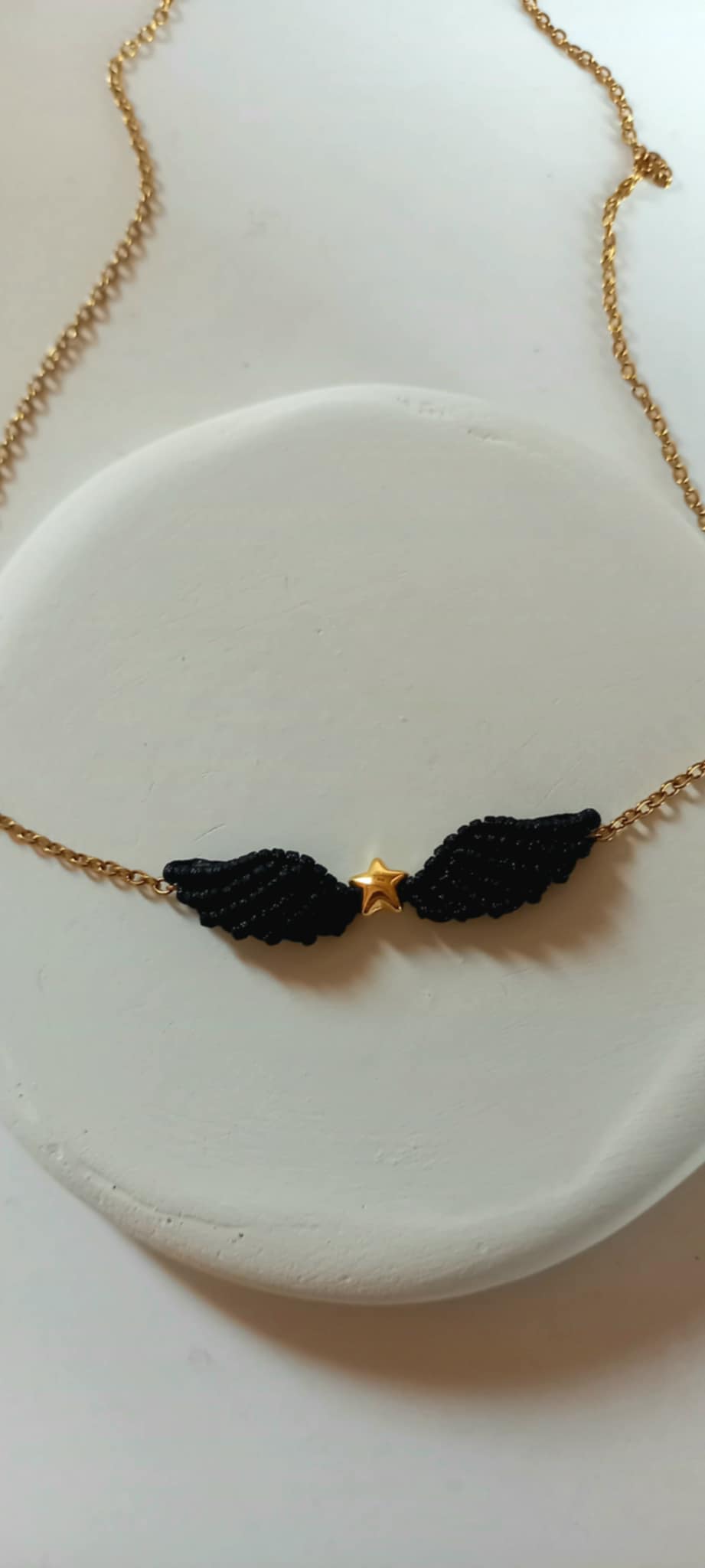 Κολιέ με μακραμέ φτερό αγγέλου και αστέρι