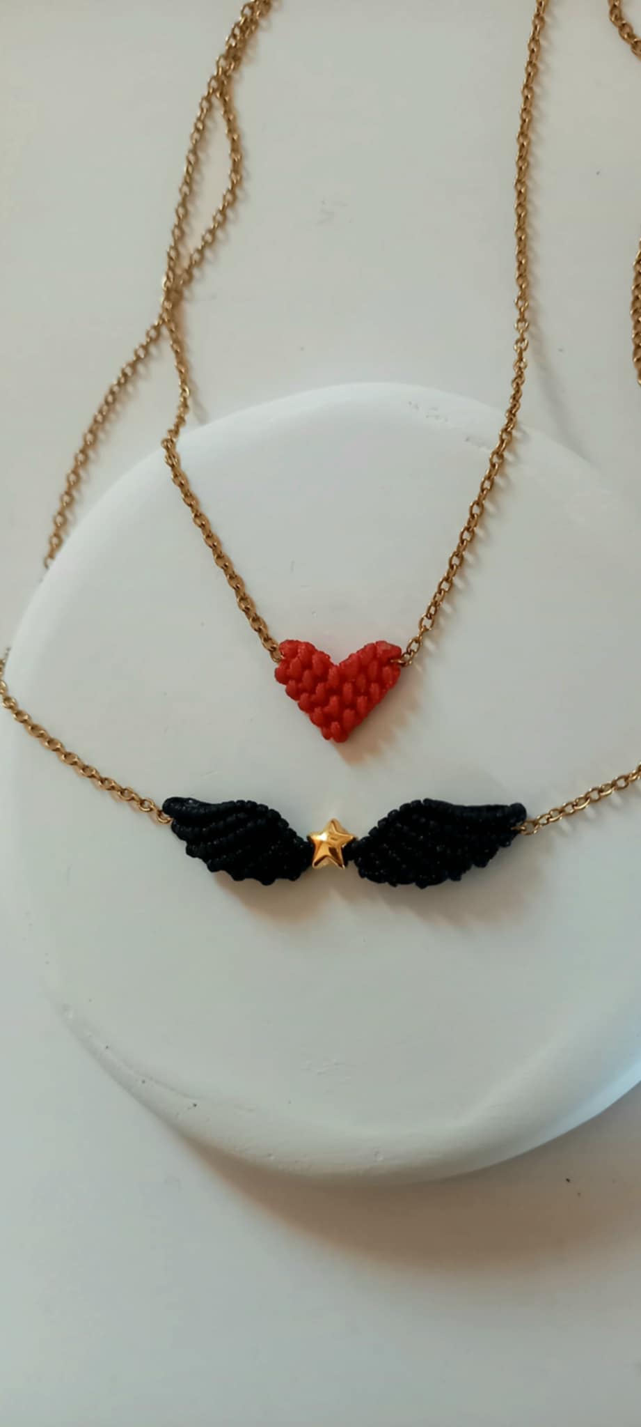 Κολιέ με μακραμέ φτερό αγγέλου και αστέρι