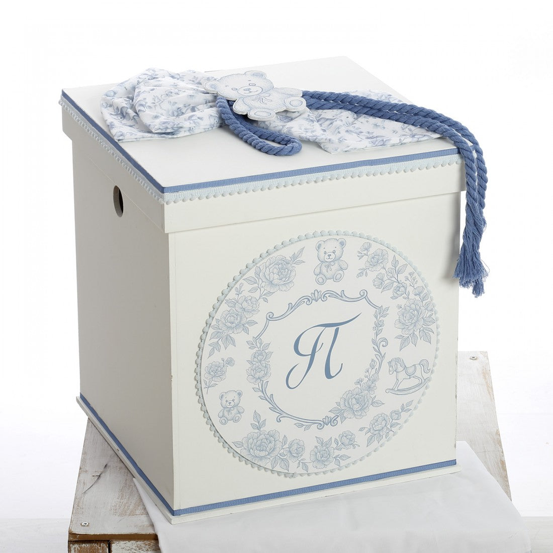 Σετ βάπτισης με γαλάζιο floral μοτίβο