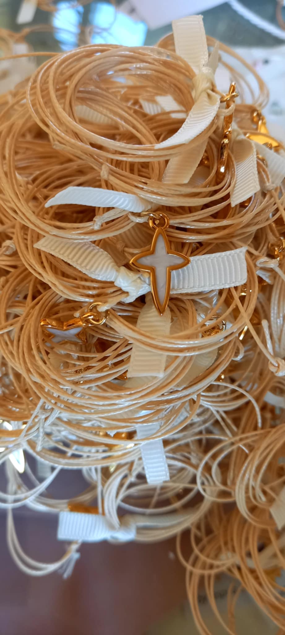 Μαρτυρικό βάπτισης για το λαιμό με κορδόνι και σταυρό με σμάλτο