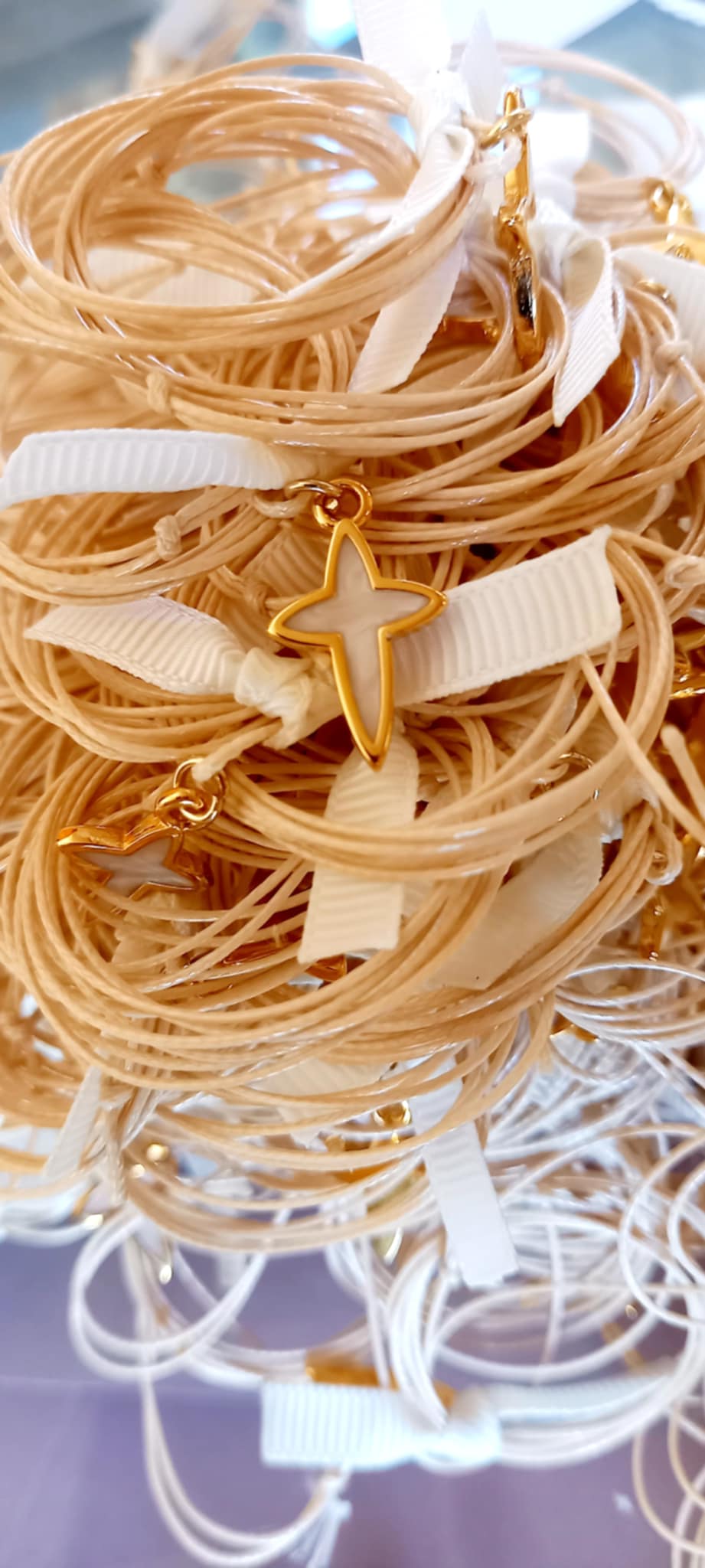 Μαρτυρικό βάπτισης για το λαιμό με κορδόνι και σταυρό με σμάλτο