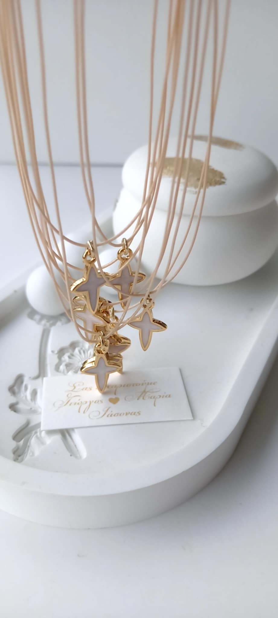 Μαρτυρικό βάπτισης για το λαιμό με κορδόνι και σταυρό με σμάλτο