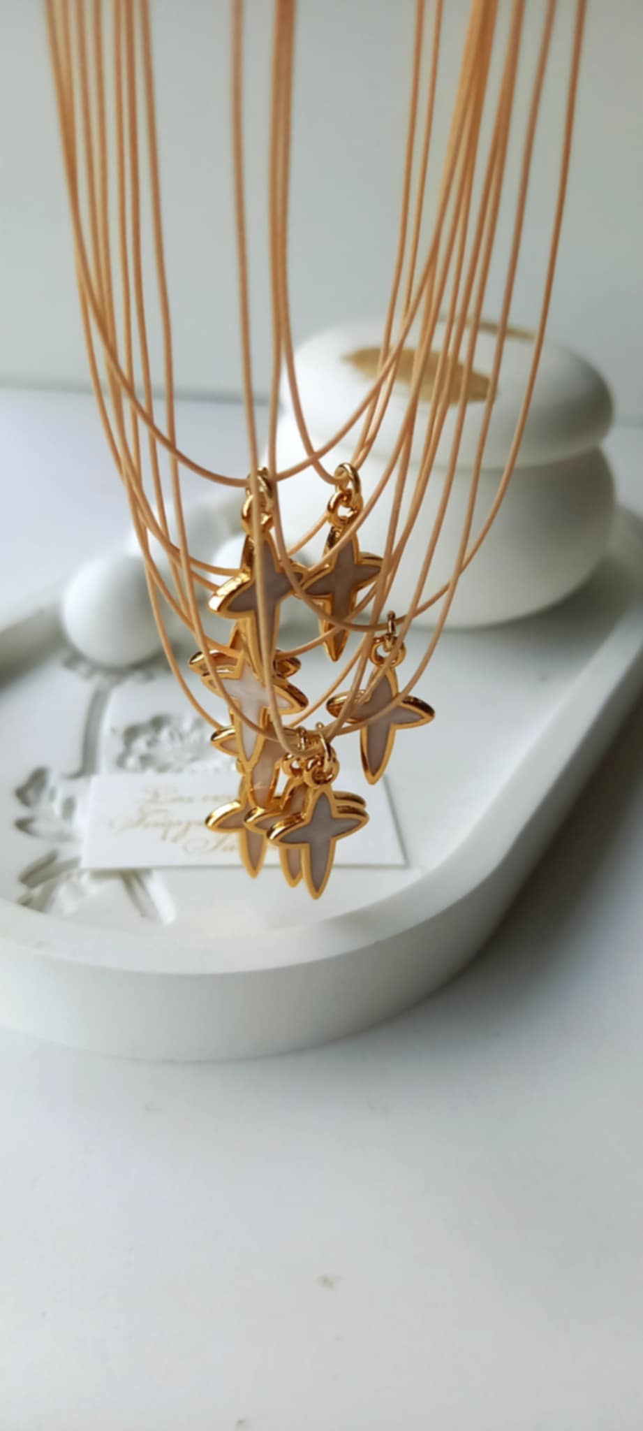 Μαρτυρικό βάπτισης για το λαιμό με κορδόνι και σταυρό με σμάλτο