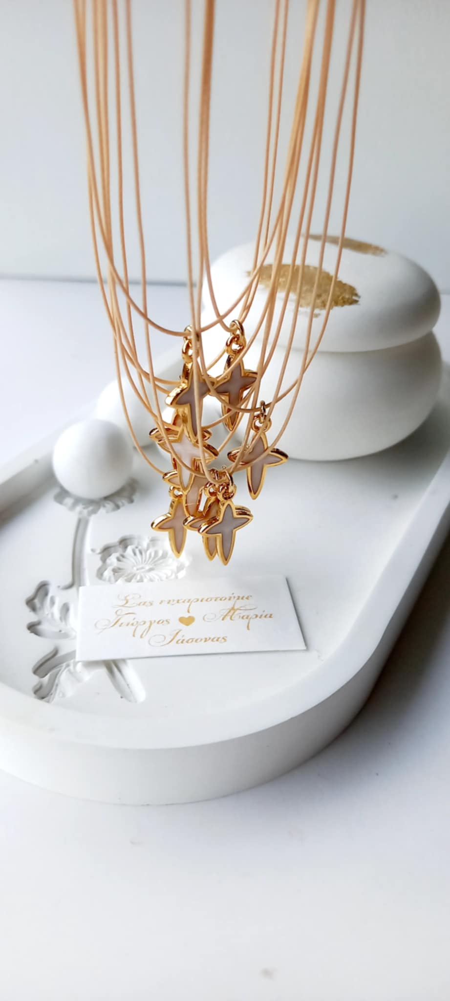 Μαρτυρικό βάπτισης για το λαιμό με κορδόνι και σταυρό με σμάλτο