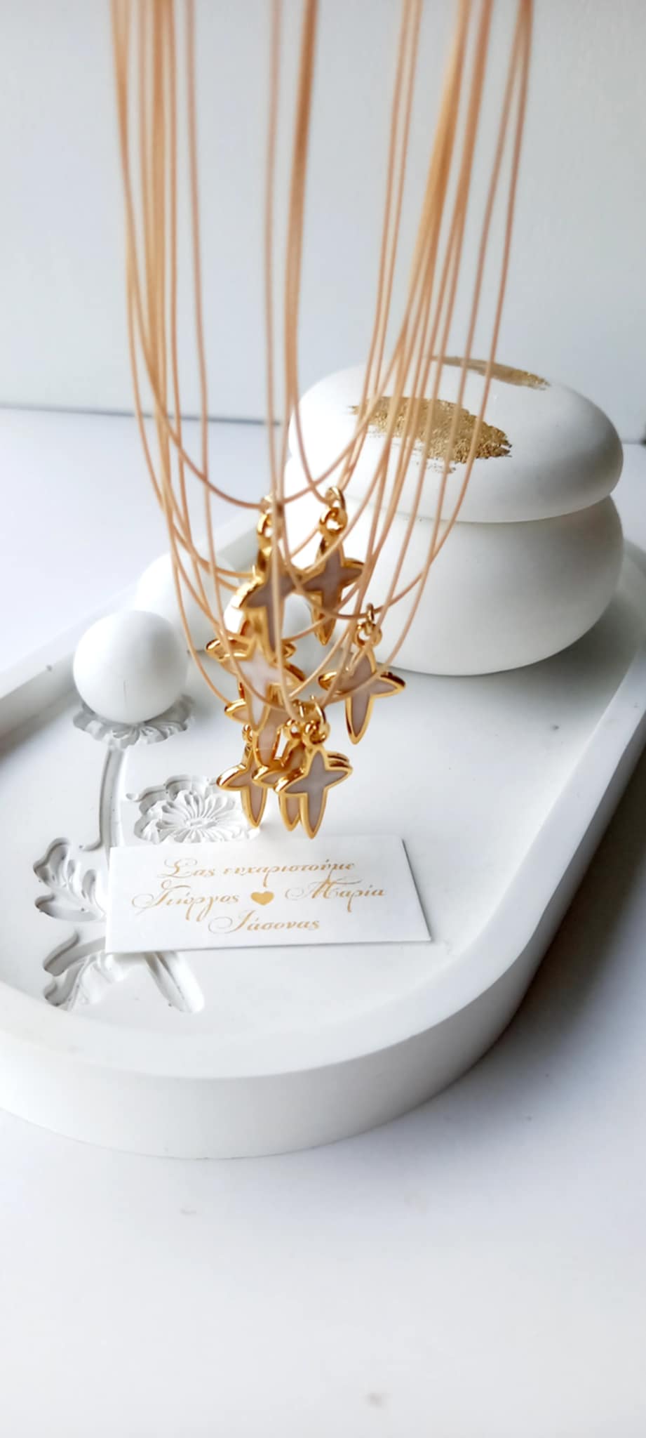 Μαρτυρικό βάπτισης για το λαιμό με κορδόνι και σταυρό με σμάλτο