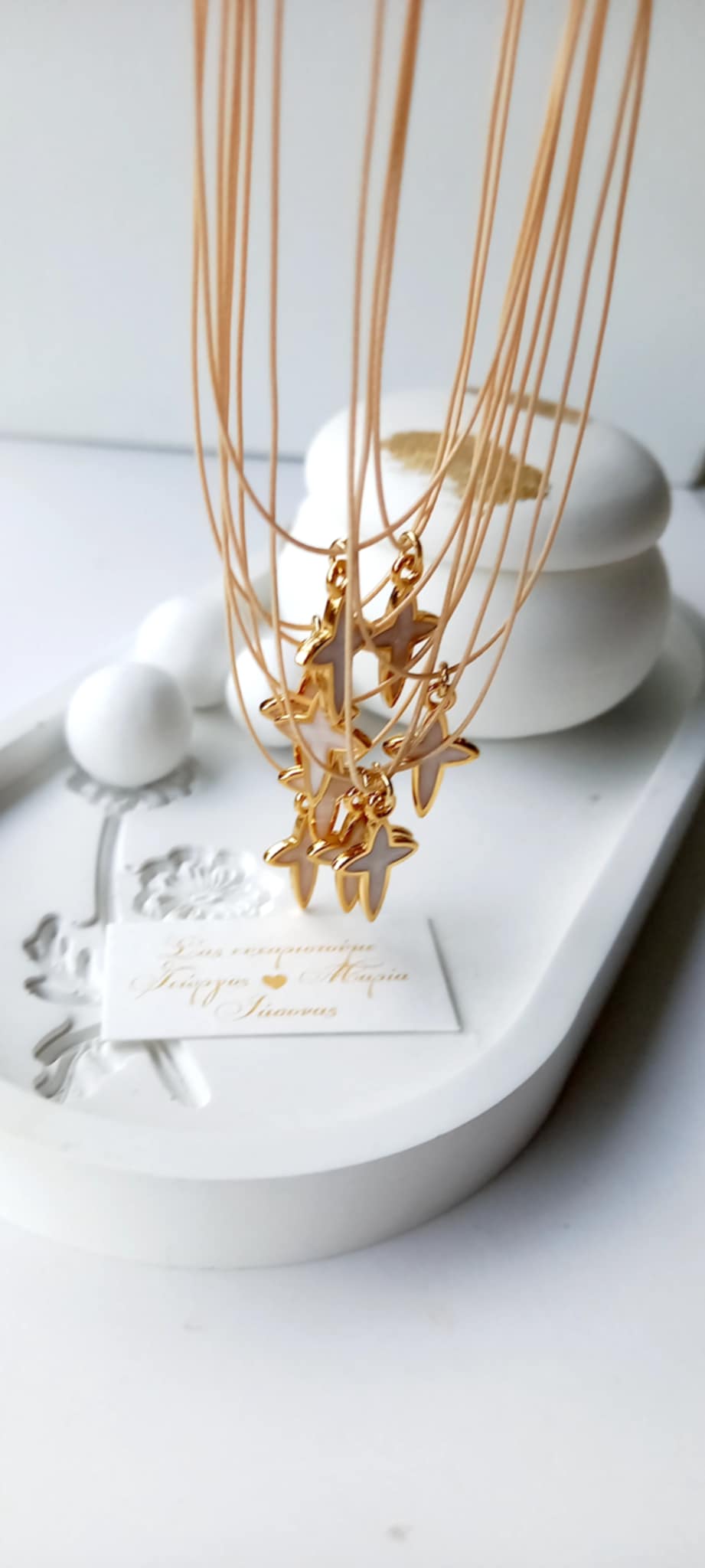 Μαρτυρικό βάπτισης για το λαιμό με κορδόνι και σταυρό με σμάλτο