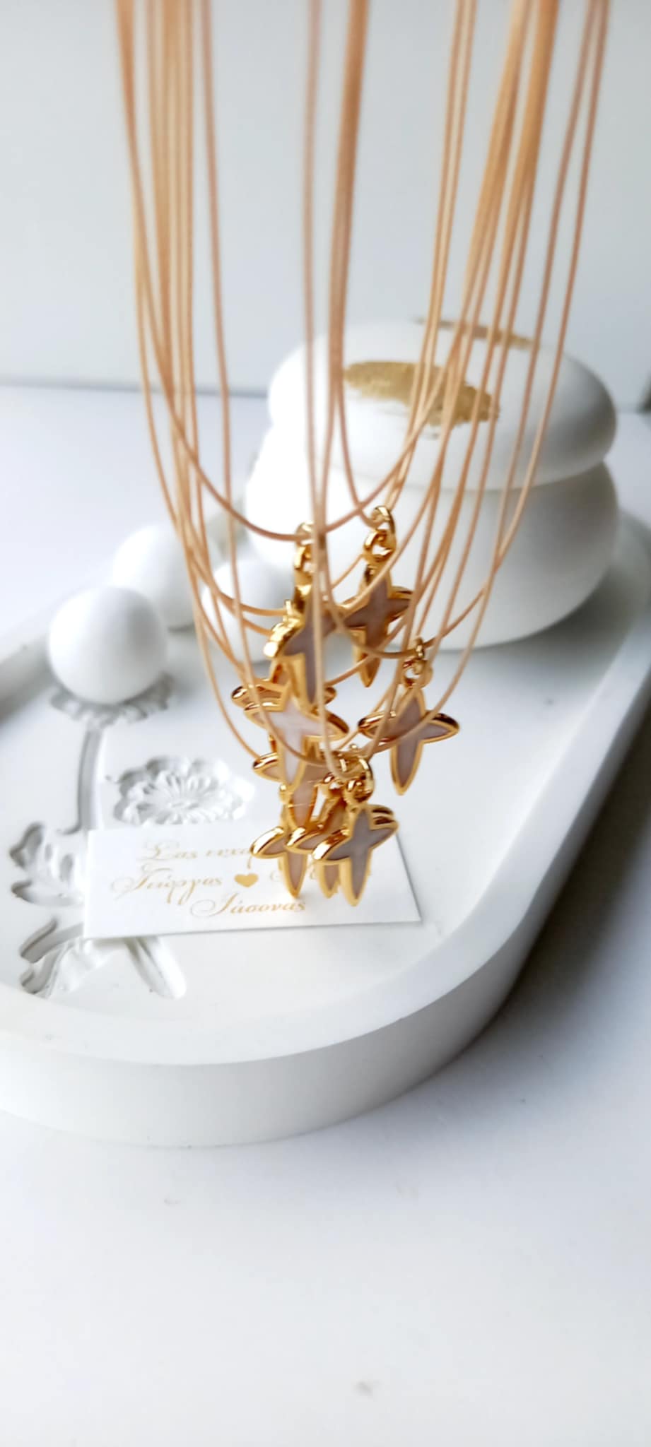 Μαρτυρικό βάπτισης για το λαιμό με κορδόνι και σταυρό με σμάλτο