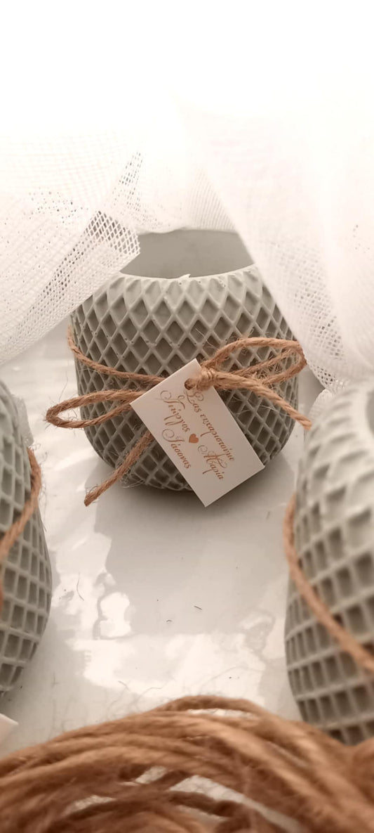 Μπομπονιέρα γάμου - βάπτισης κεραμικό βαζάκι με κερί