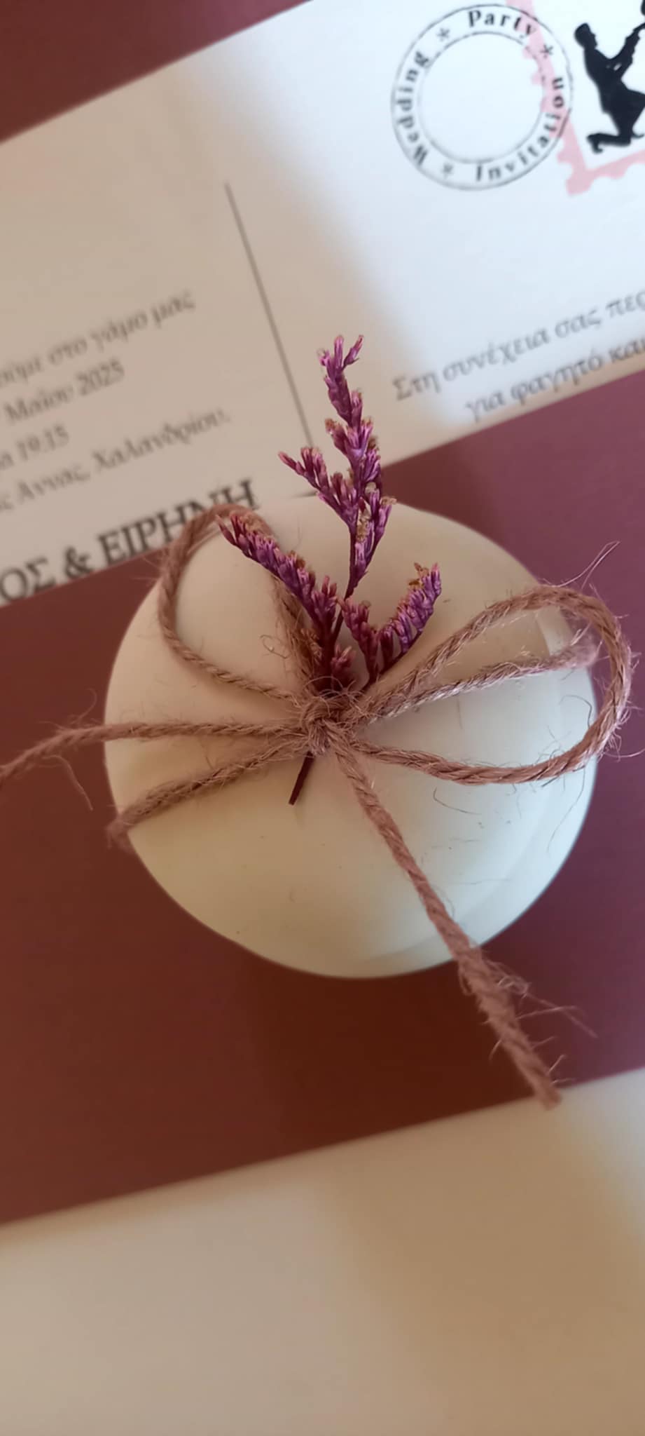 Μπομπονιέρα γάμου - βάπτισης μπιζουτιέρα με αποξηραμένο λουλούδι