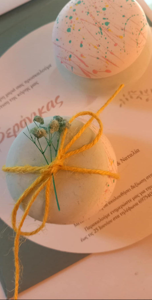 Μπομπονιέρα βάπτισης μπιζουτιέρα με αποξηραμένο λουλούδι