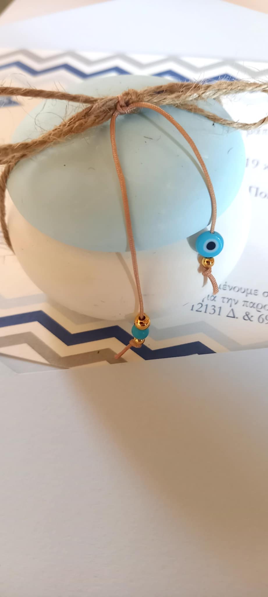 Μπομπονιέρα βάπτισης μπιζουτιέρα με ματάκι