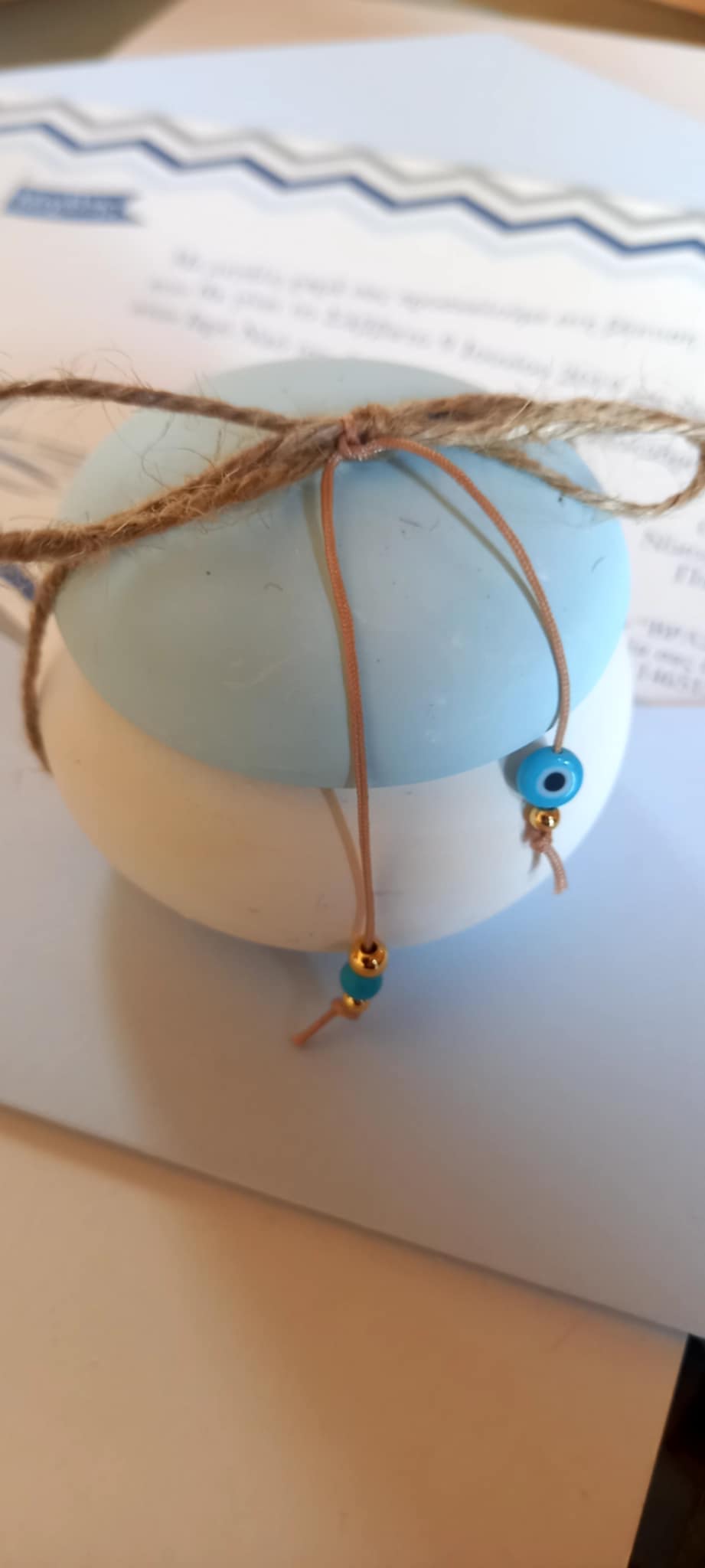 Μπομπονιέρα βάπτισης μπιζουτιέρα με ματάκι