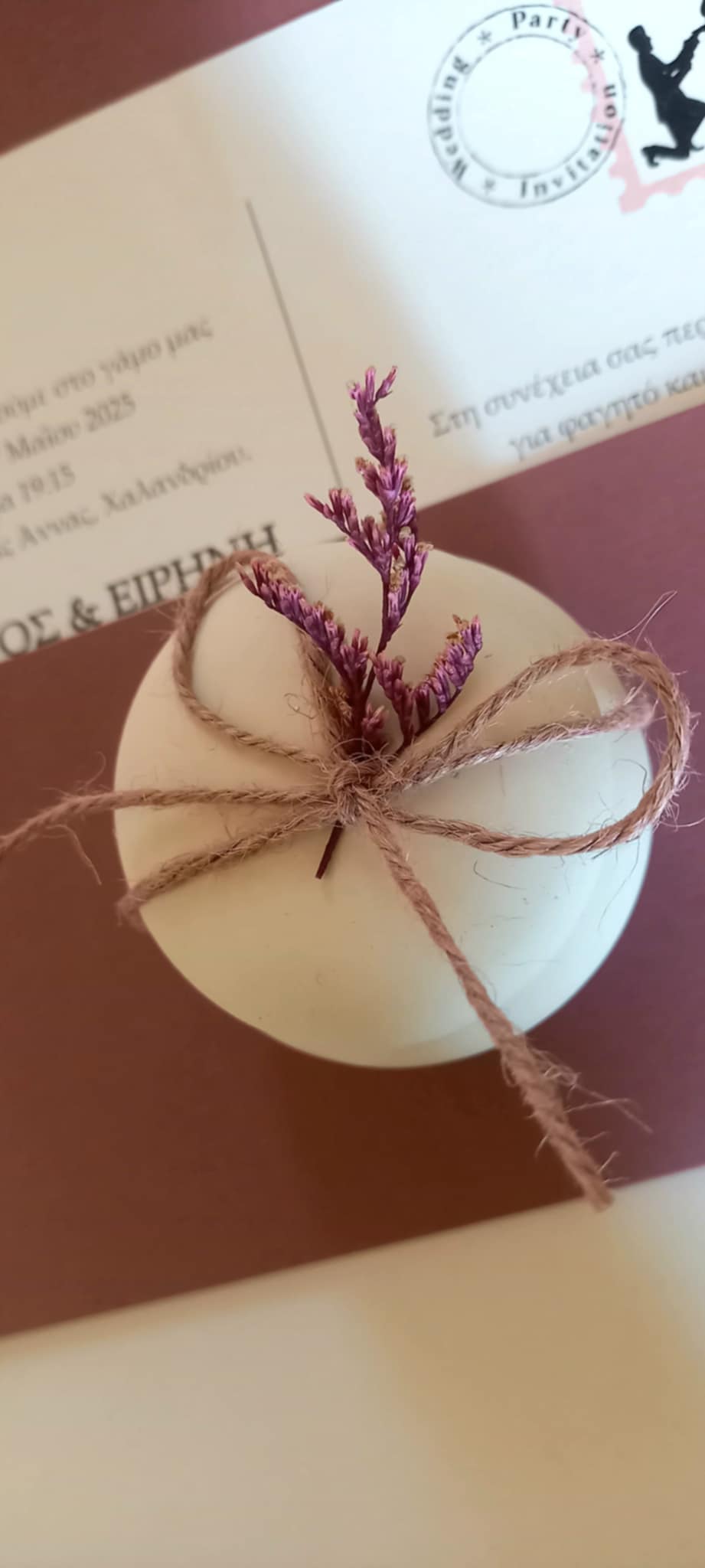 Μπομπονιέρα γάμου - βάπτισης μπιζουτιέρα με αποξηραμένο λουλούδι