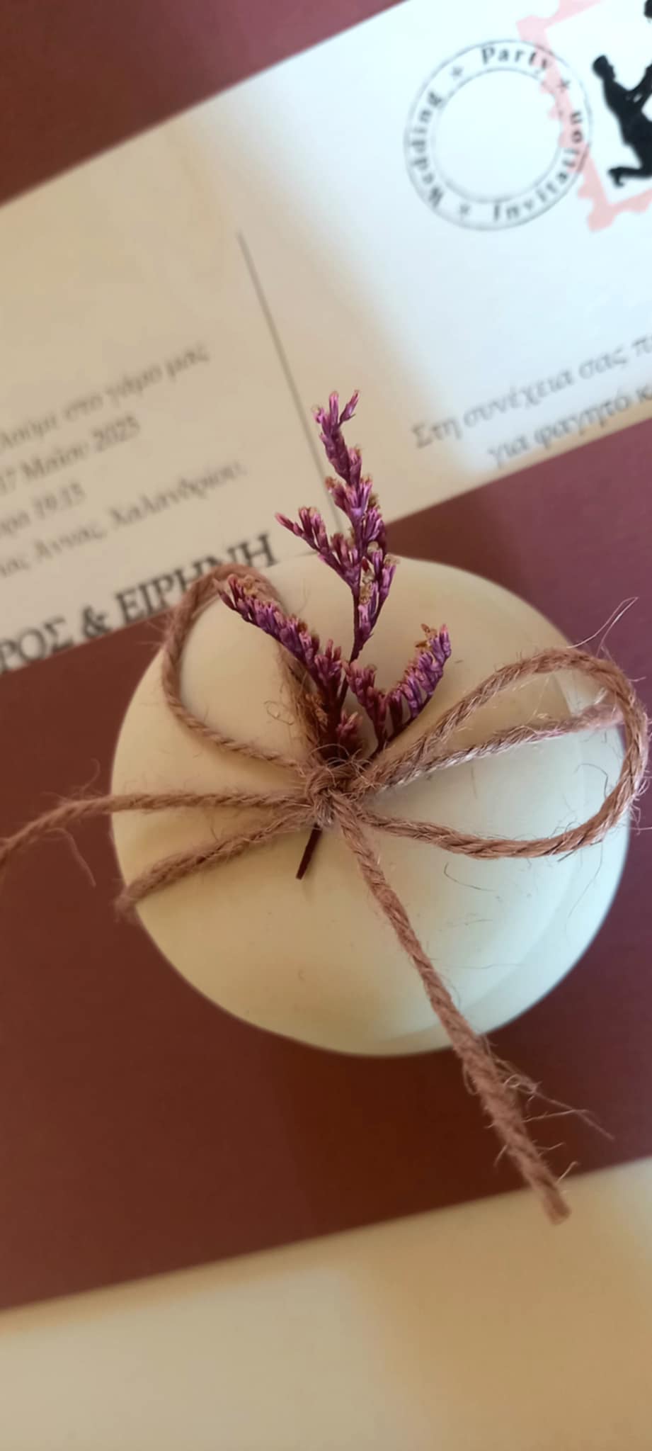 Μπομπονιέρα γάμου - βάπτισης μπιζουτιέρα με αποξηραμένο λουλούδι