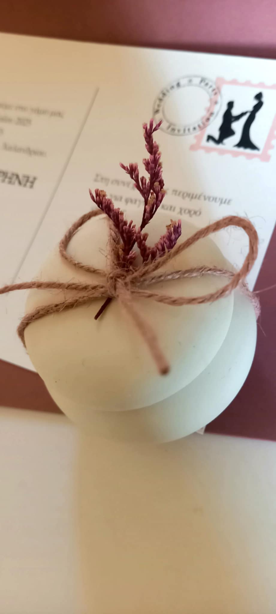 Μπομπονιέρα γάμου - βάπτισης μπιζουτιέρα με αποξηραμένο λουλούδι