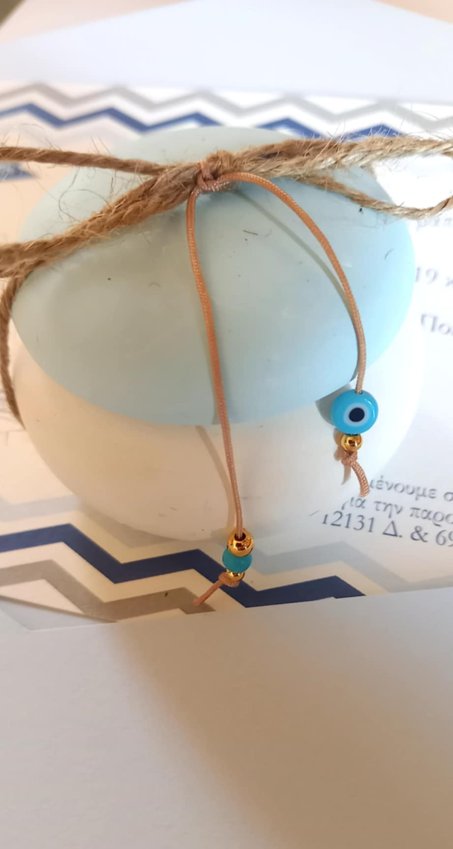 Μπομπονιέρα βάπτισης μπιζουτιέρα με ματάκι