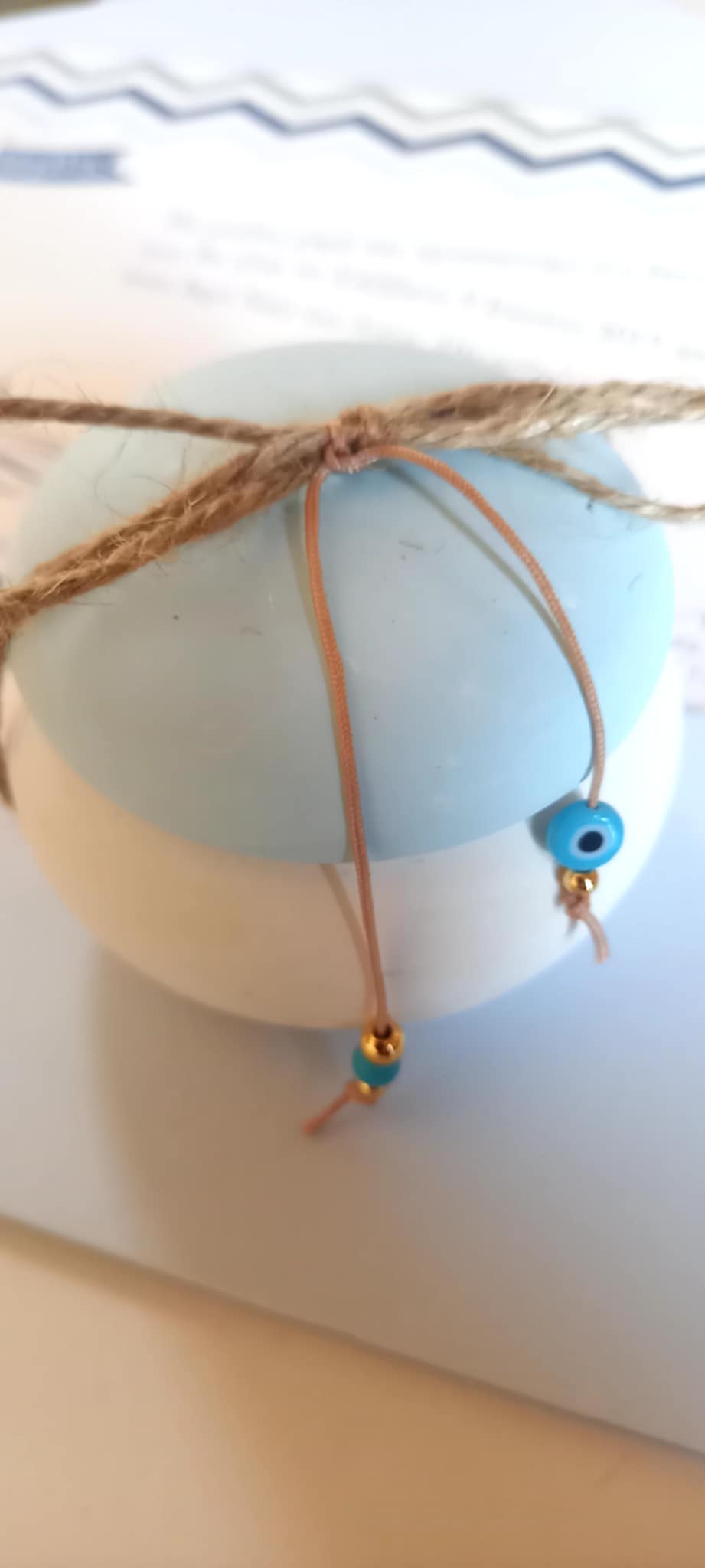 Μπομπονιέρα βάπτισης μπιζουτιέρα με ματάκι