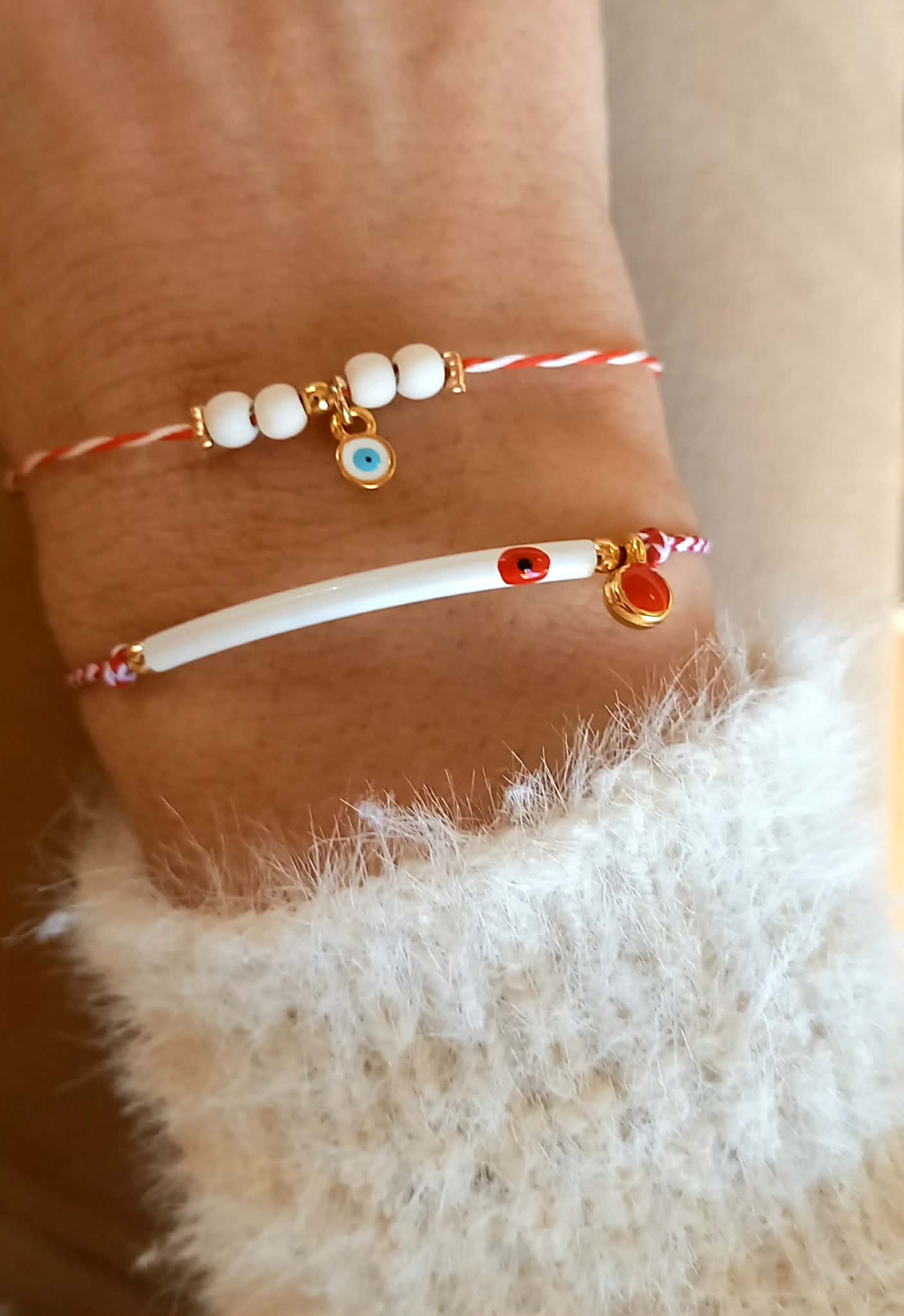 Χειροποίητο μαρτάκι με μάτι και ημιπολύτιμες πέτρες