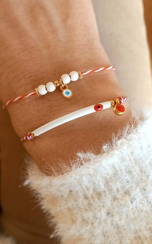 Χειροποίητο μαρτάκι με μάτι και ημιπολύτιμες πέτρες