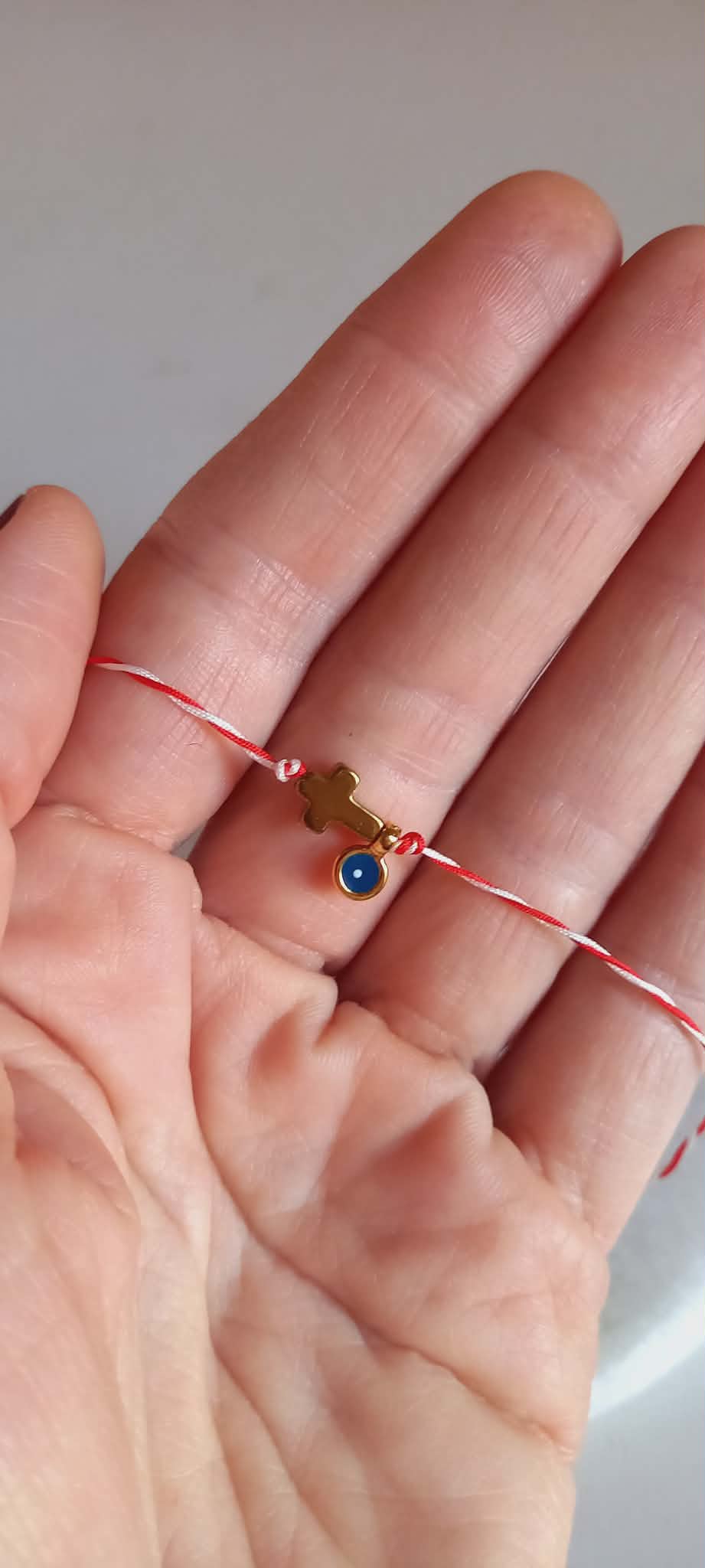 Βραχιόλι μαρτάκι με σταυρό αιματίτη και μάτι