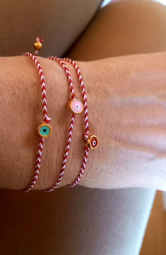 Βραχιόλι μαρτάκι με κορδόνι και ματάκι