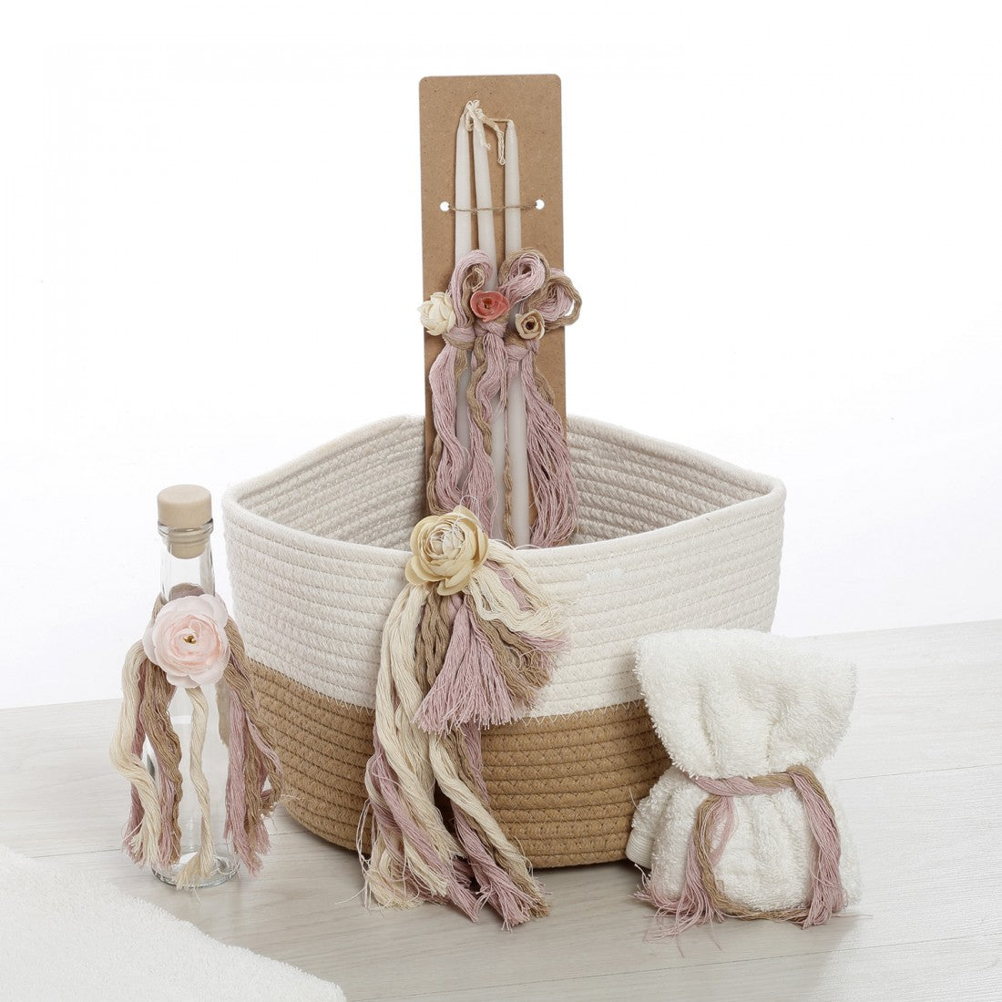 Σετ βάπτισης boho με μονόγραμμα