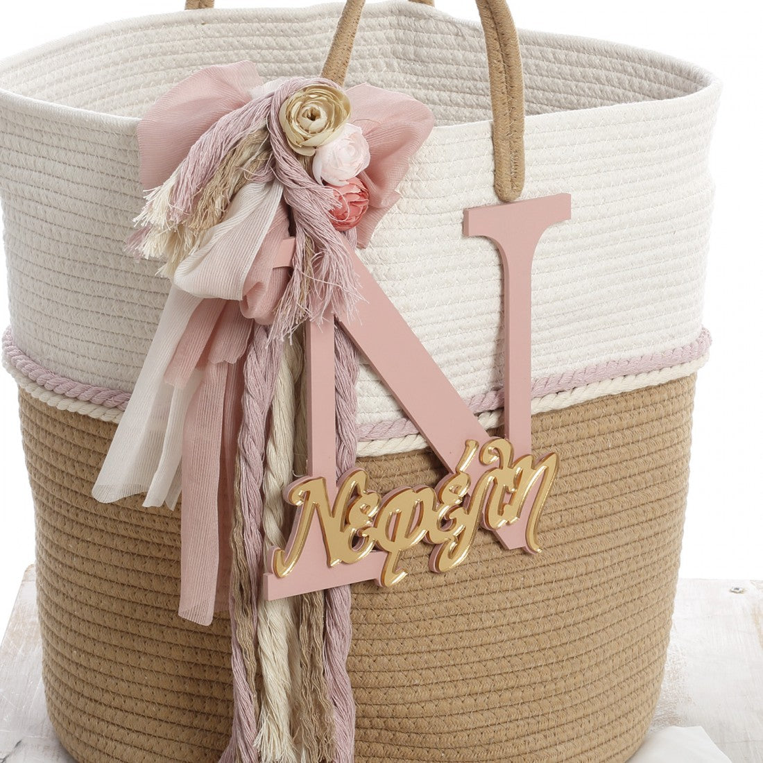 Σετ βάπτισης boho με μονόγραμμα