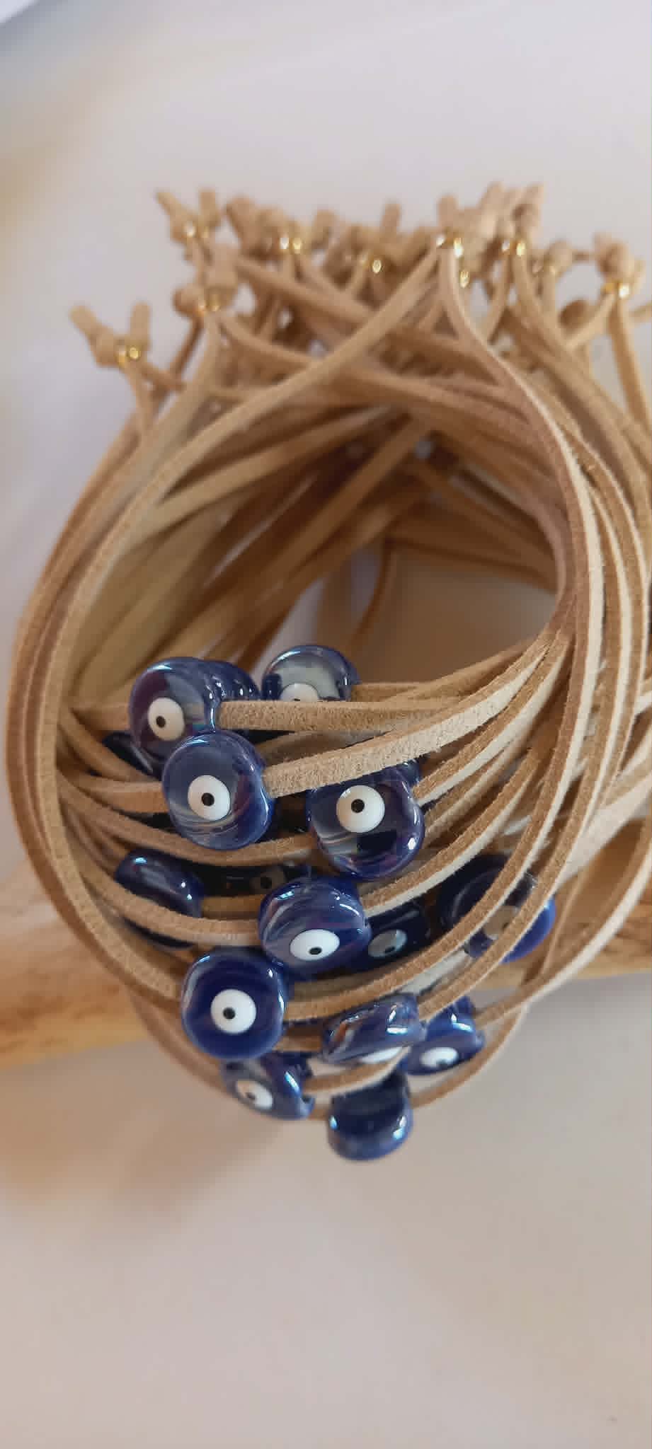 Μαρτυρικό βάπτισης νραχιόλι με καστόρι και κεραμικό μάτι