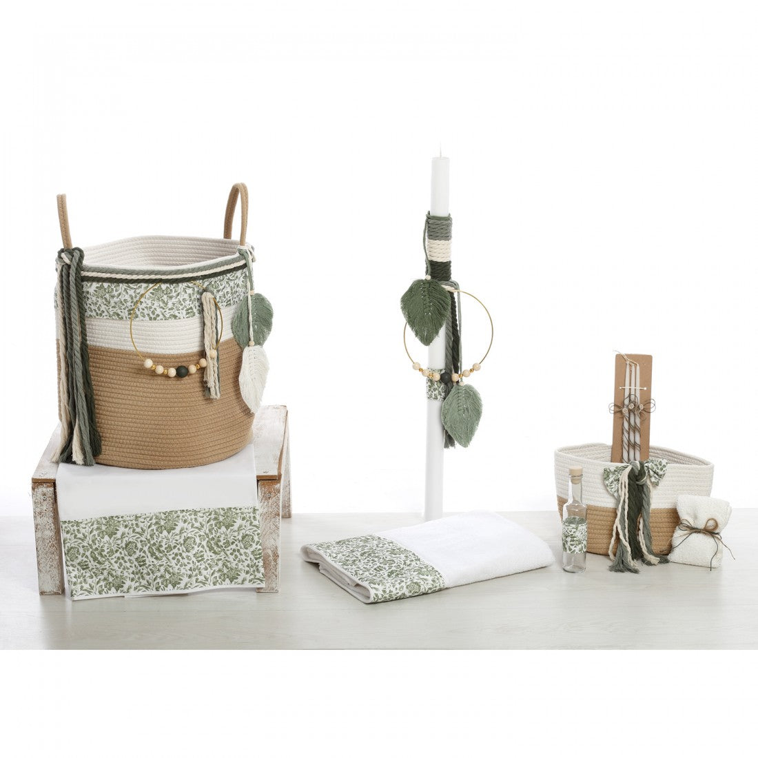 Σετ βάπτισης σε γήινους τόνους και boho στυλ