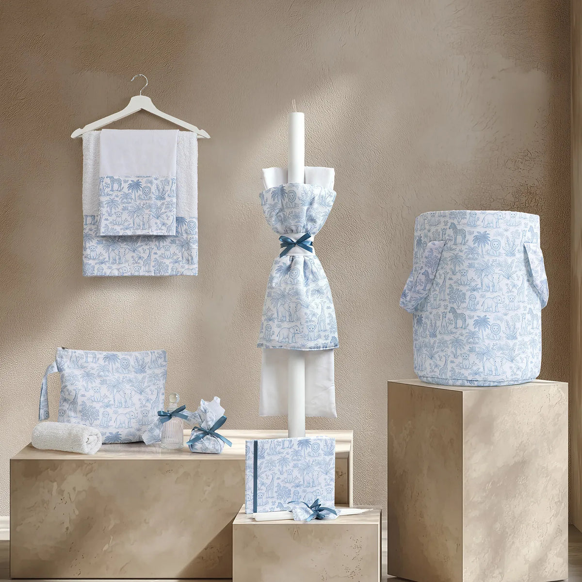 Σετ βάπτισης toile de jouy για αγόρι