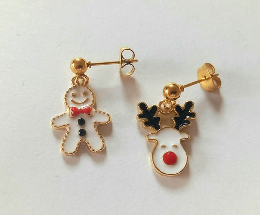Παιδικά σκουλαρίκια από ατσάλι με χριστουγεννιάτικα μοτίφ