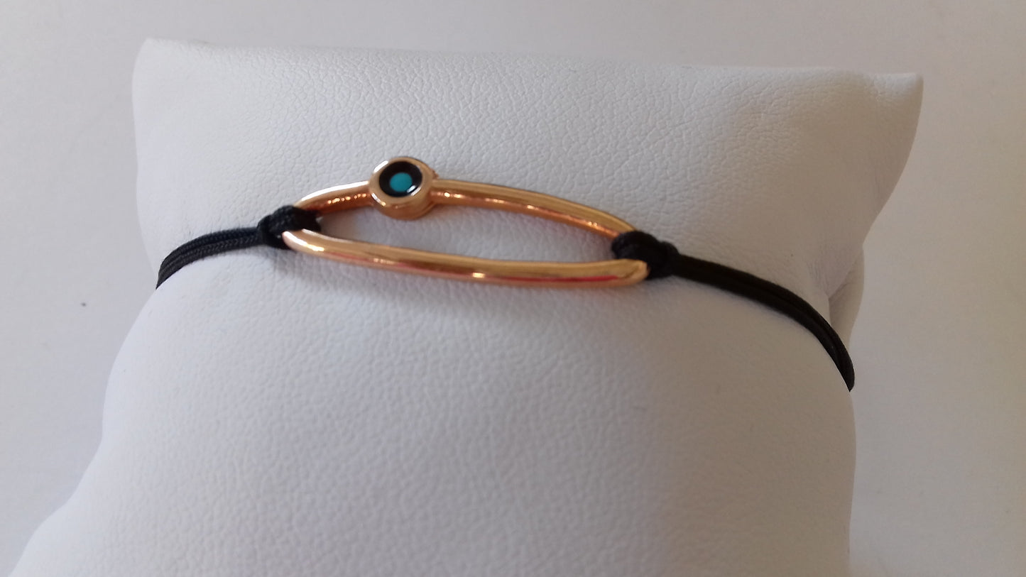 Pink gold evil-eye macrame bracelet