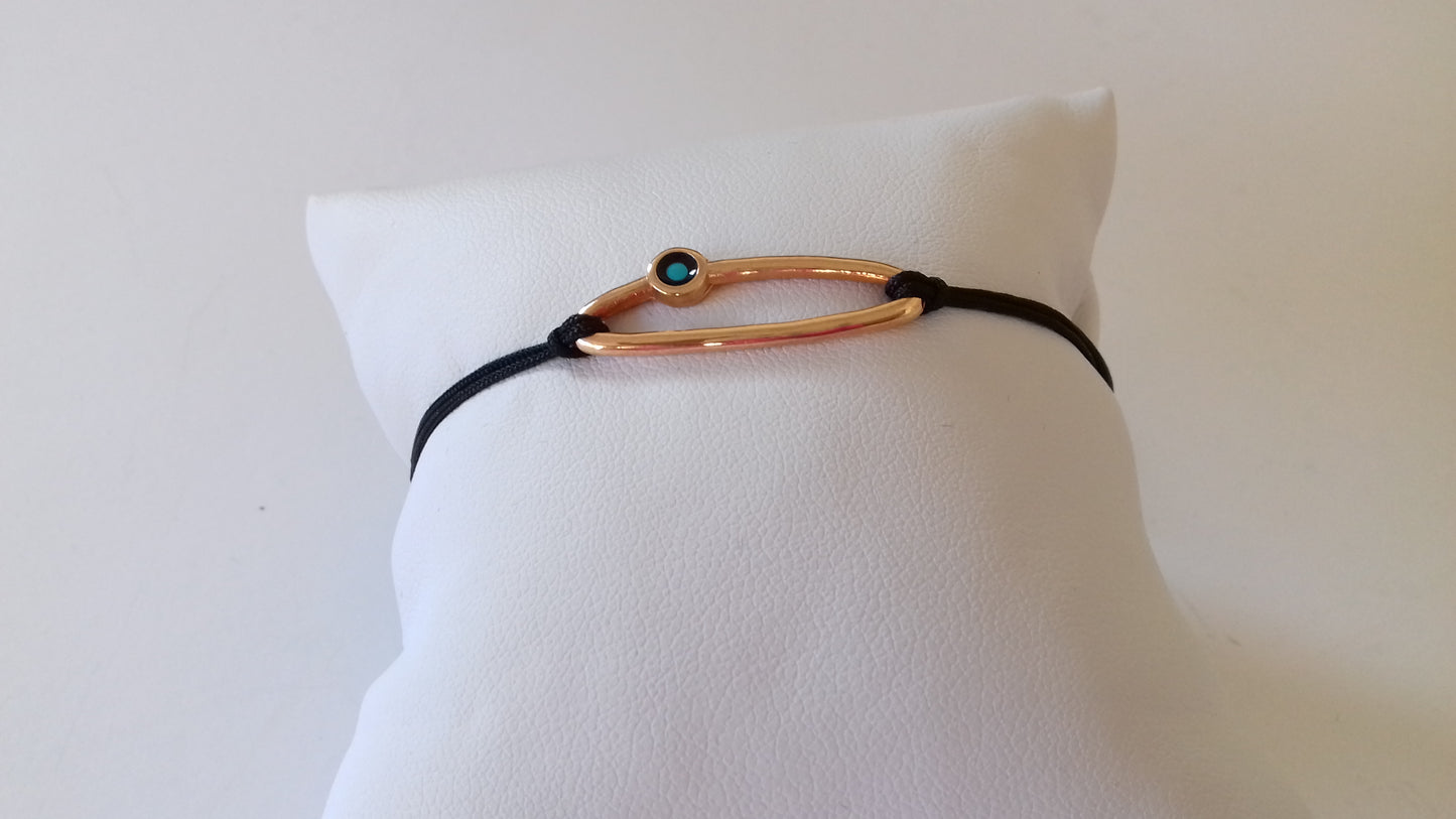 Pink gold evil-eye macrame bracelet