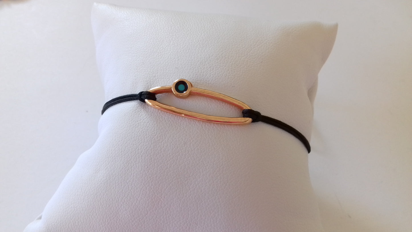 Pink gold evil-eye macrame bracelet