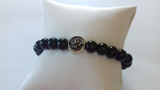 Βραχιόλι με πέτρες αχάτη και pave strass