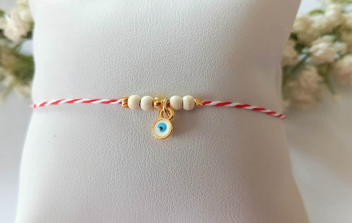 Χειροποίητο μαρτάκι με μάτι και ημιπολύτιμες πέτρες