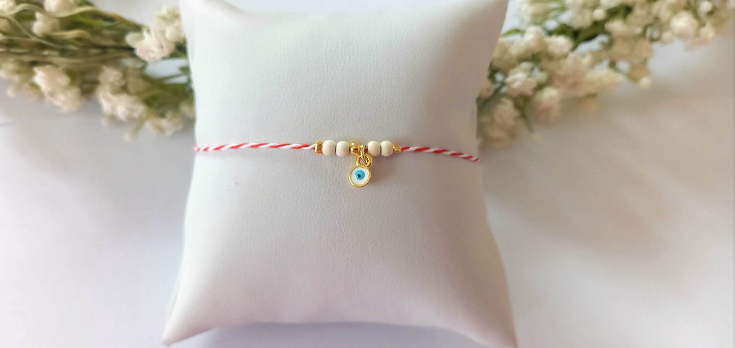 Χειροποίητο μαρτάκι με μάτι και ημιπολύτιμες πέτρες