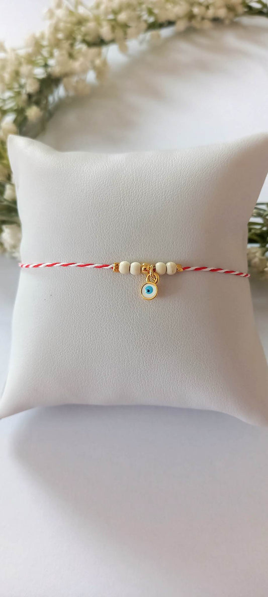 Χειροποίητο μαρτάκι με μάτι και ημιπολύτιμες πέτρες