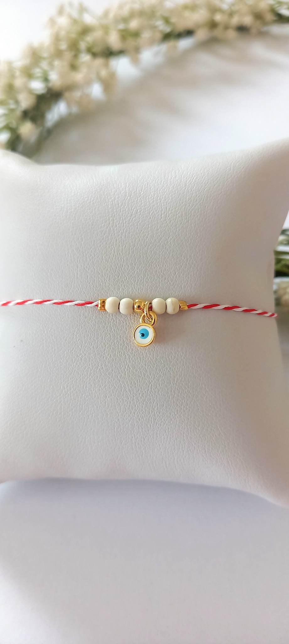 Χειροποίητο μαρτάκι με μάτι και ημιπολύτιμες πέτρες