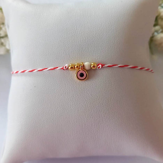 Χειροποίητο μαρτάκι με ροζ μάτι