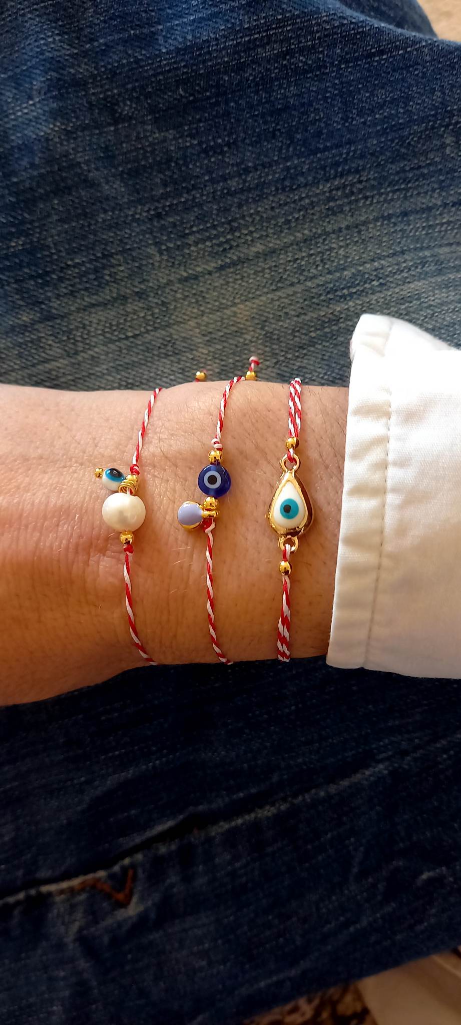 Βραχιόλι μαρτάκι με ματάκι και στοιχείο με σμάλτο