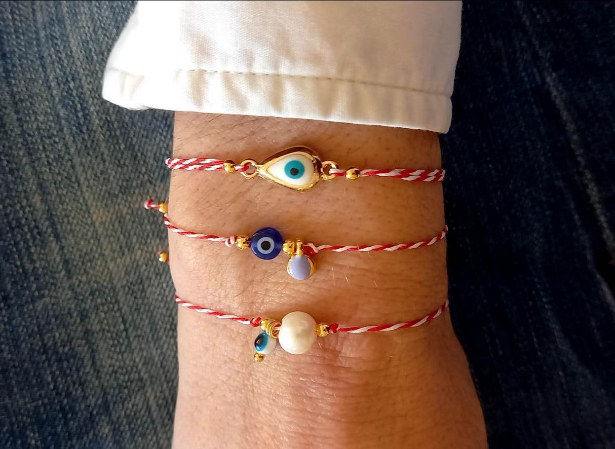 Βραχιόλι μαρτάκι με ματάκι και στοιχείο με σμάλτο