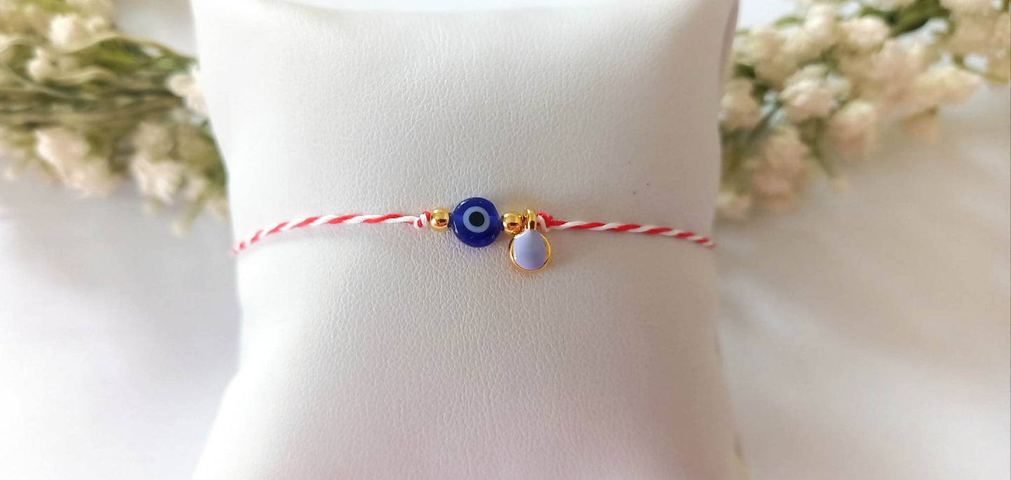 Βραχιόλι μαρτάκι με ματάκι και στοιχείο με σμάλτο